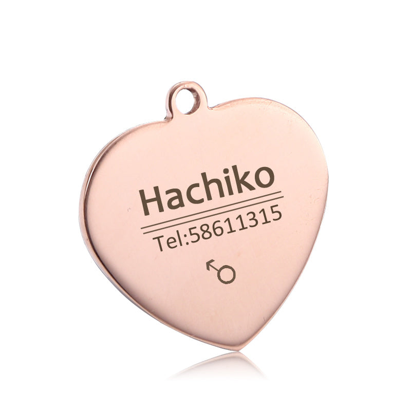 Heart-shaped titanium steel pet ID tag engraved with pet name – Portable Panda.
