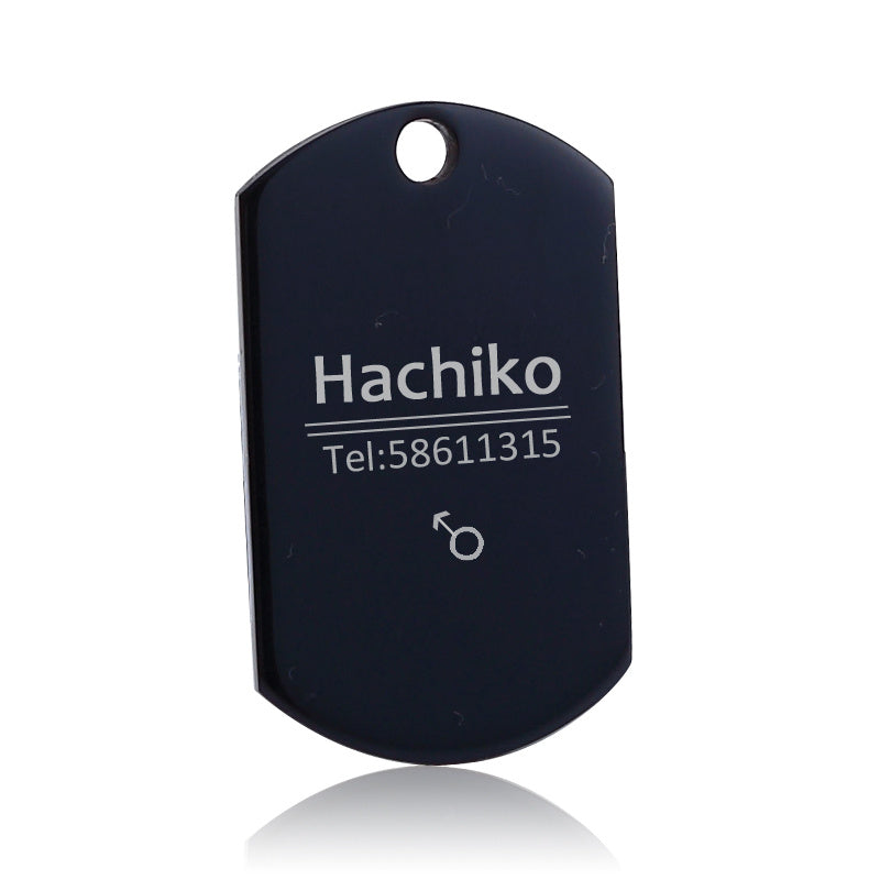 Square titanium steel pet name tag with custom engraving – Portable Panda.