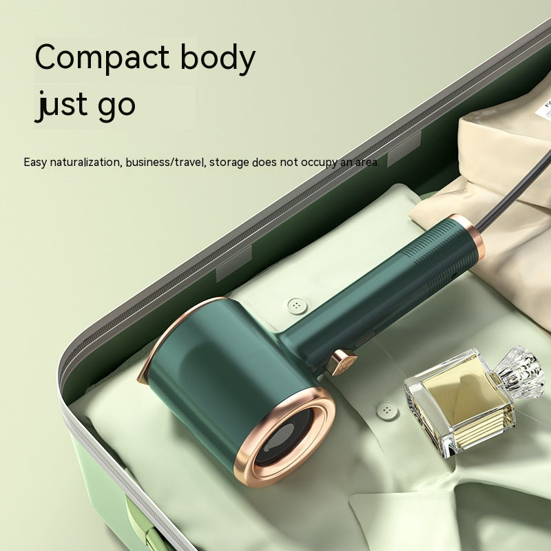 Mini Portable Handheld Garment Steamer front view – green