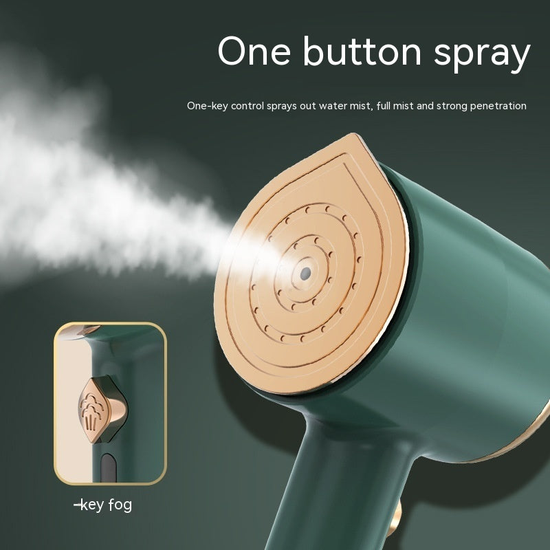 Mini Portable Handheld Garment Steamer front view – green