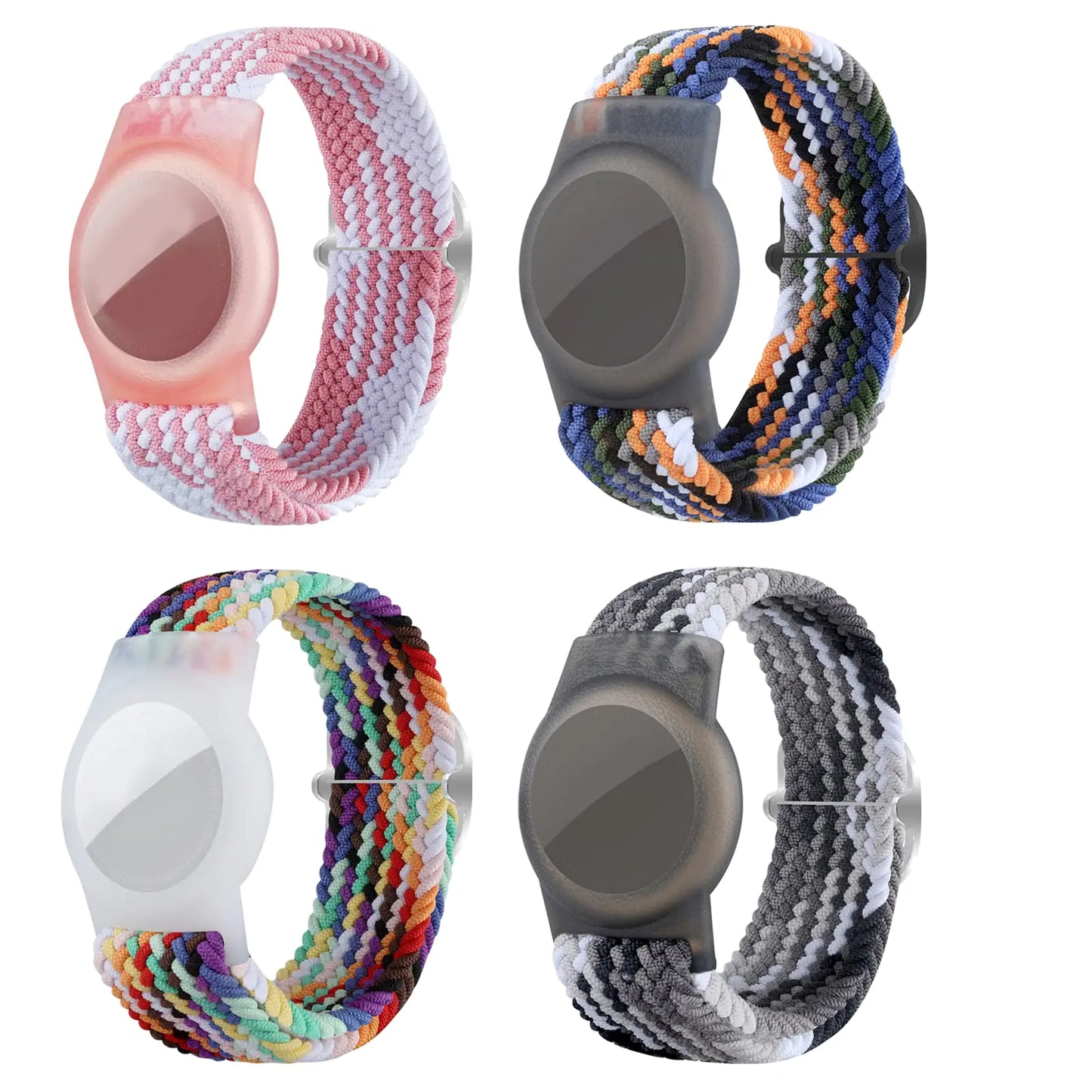 Colorful nylon AirTag bracelet 4 pack for children, teens, and elders