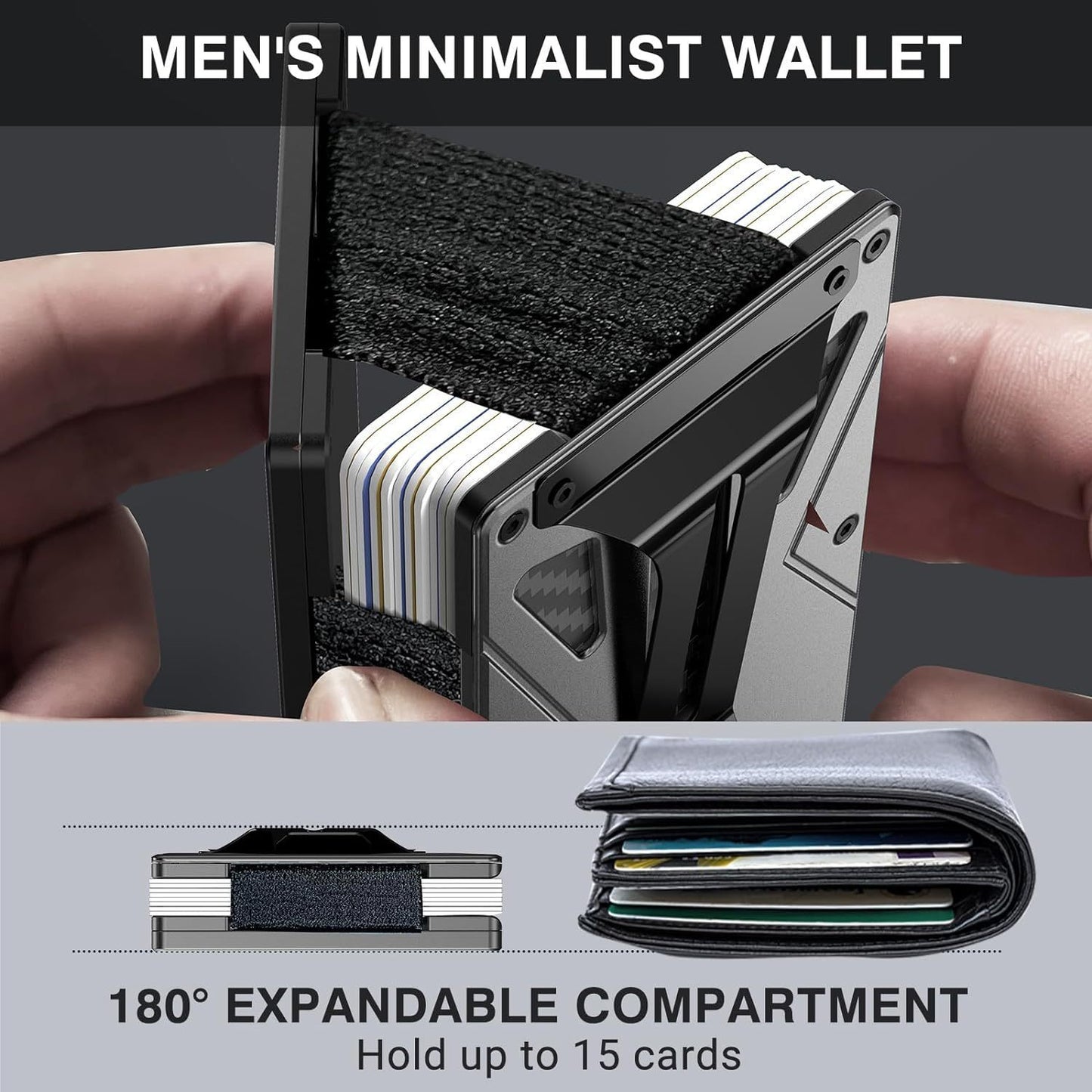 Black RFID wallet with elastic band lining and anti-theft protection – Portable Panda