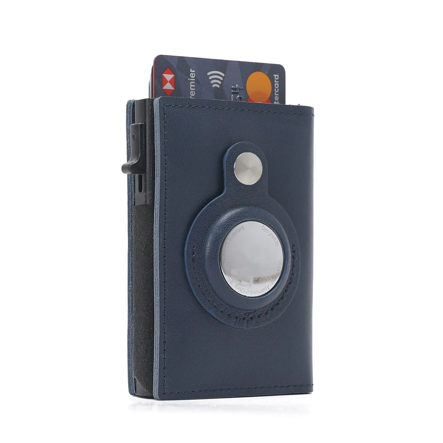 Portable Panda Genuine Leather AirTag Wallet Case – RFID Blocking Credit Card Holder with Magnetic AirTag Pocket