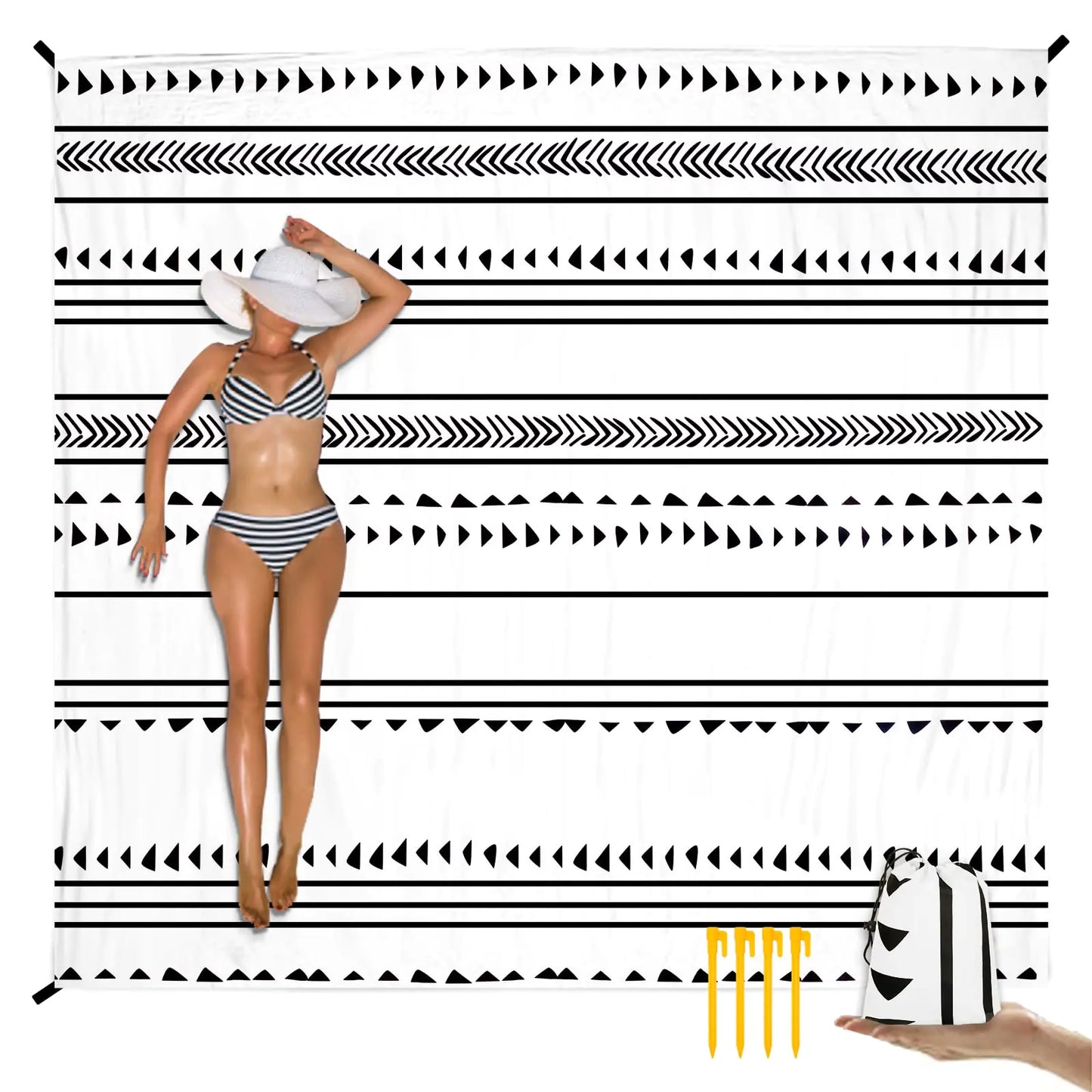 Large Beach Blanket for 1-4 Adults 78×86