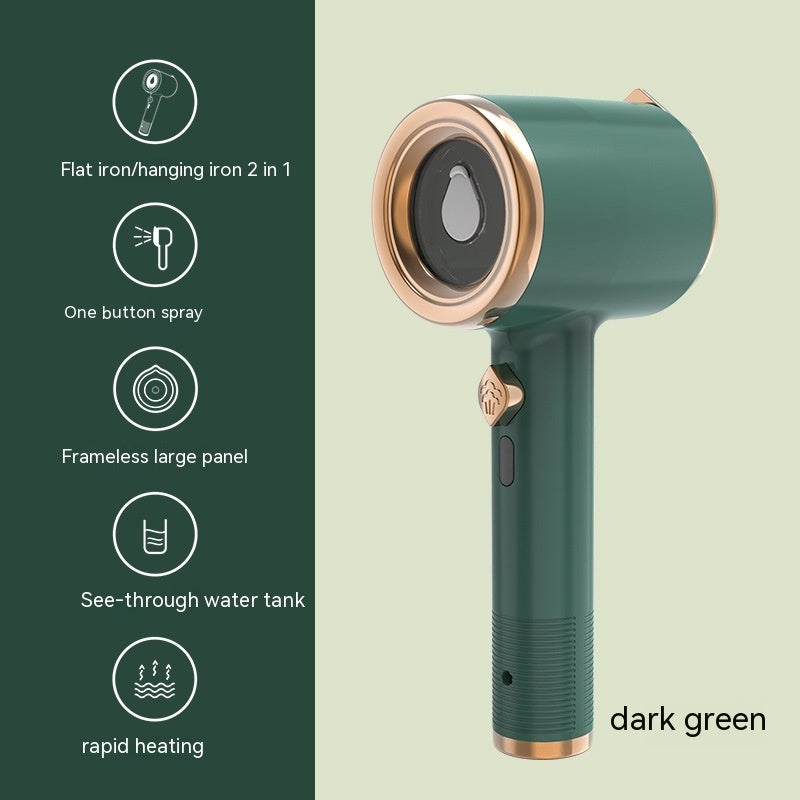 Mini Portable Handheld Garment Steamer front view – green