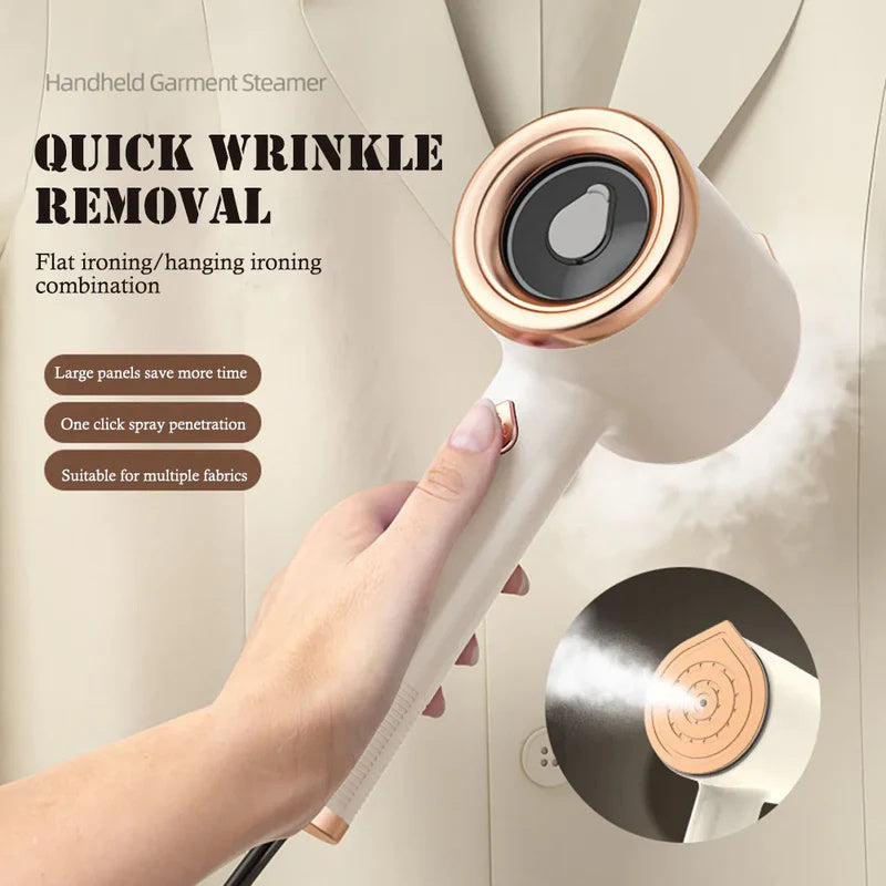 Mini Portable Handheld Garment Steamer side profile – beige