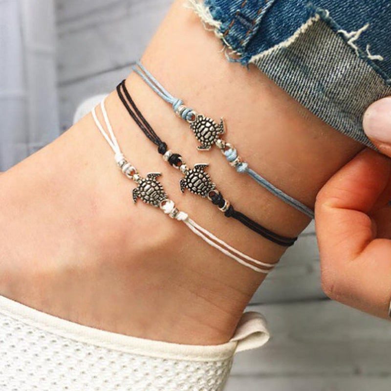 Hemp Rope Multi-layer Turtle Anklet