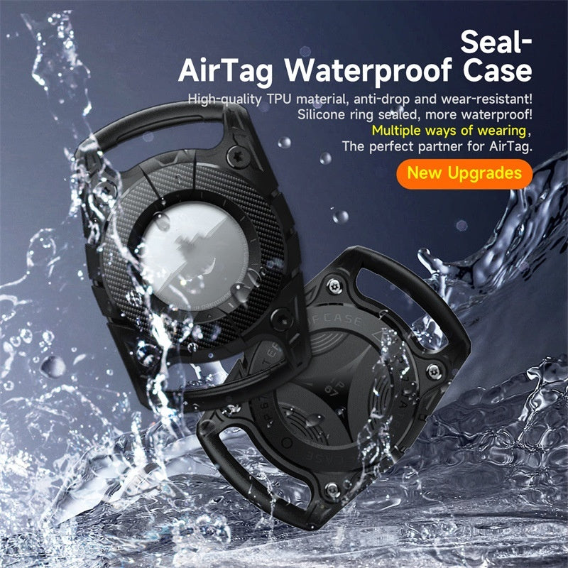 Portable Panda rugged waterproof AirTag pet case, front view – Portable Panda