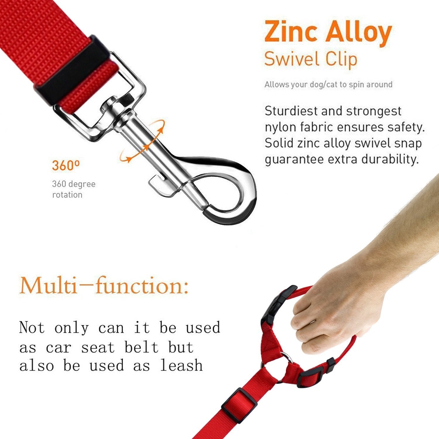 Happy dog traveling securely with Portable Panda car safety leash