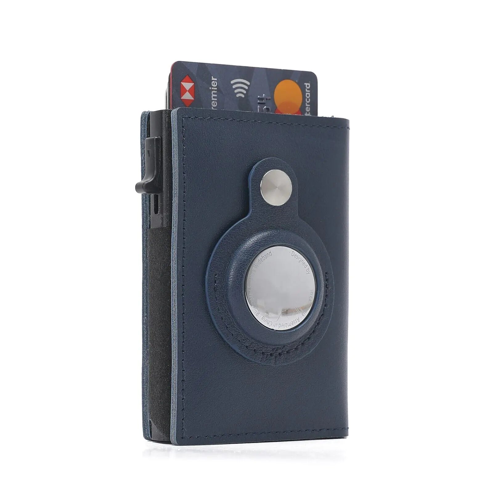 Portable Panda Genuine Leather AirTag Wallet Case – RFID Blocking Credit Card Holder with Magnetic AirTag Pocket