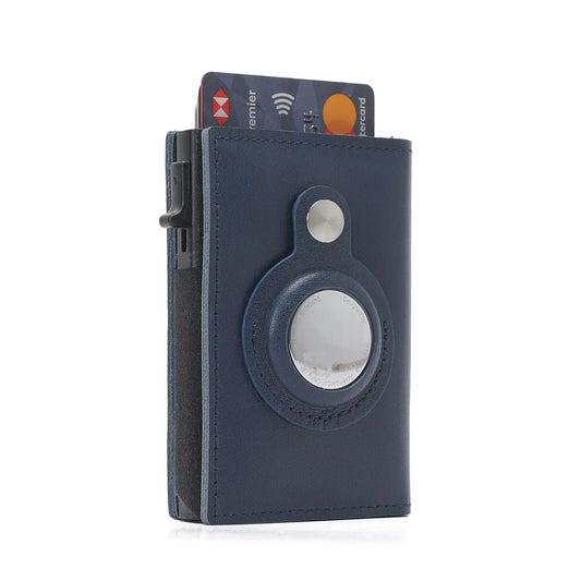Portable Panda Genuine Leather AirTag Wallet Case – RFID Blocking Credit Card Holder with Magnetic AirTag Pocket