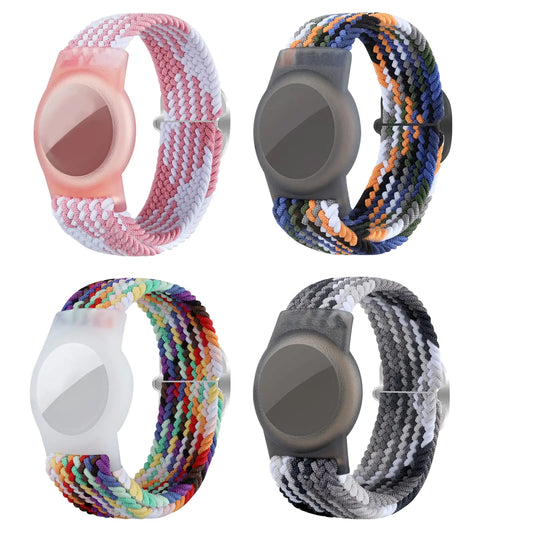 4 Pack AirTag Bracelet for Kids – Nylon Adjustable GPS Wristbands by Portable Panda