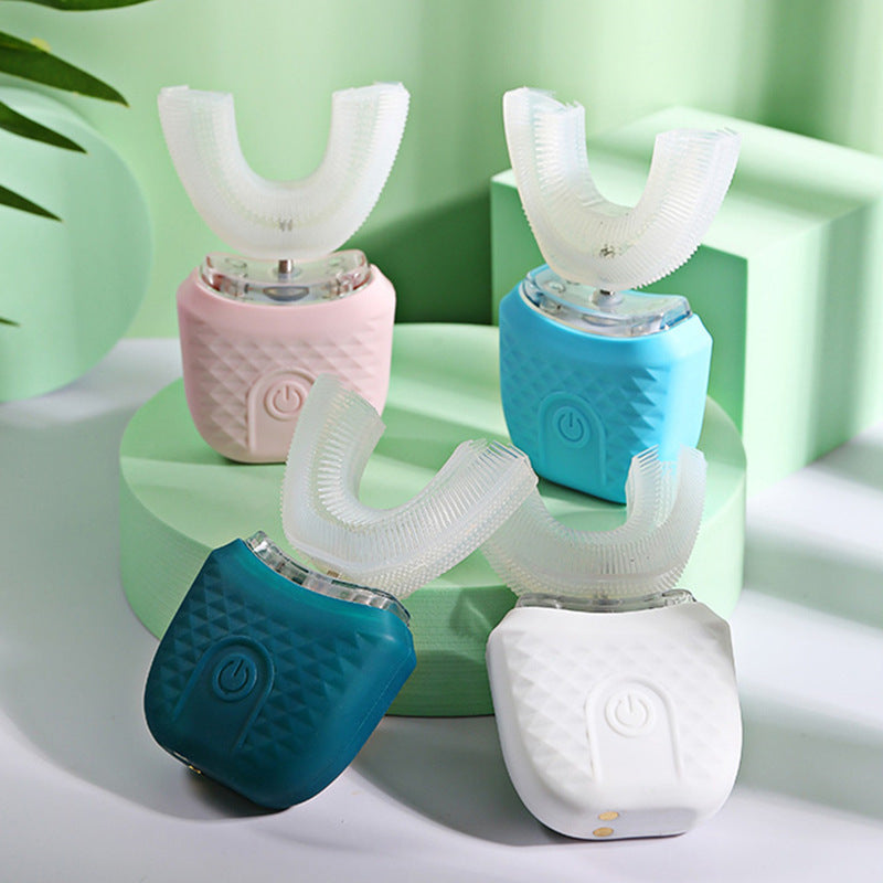 Silicone mouthpiece whitening toothbrush in pink – Portable Panda